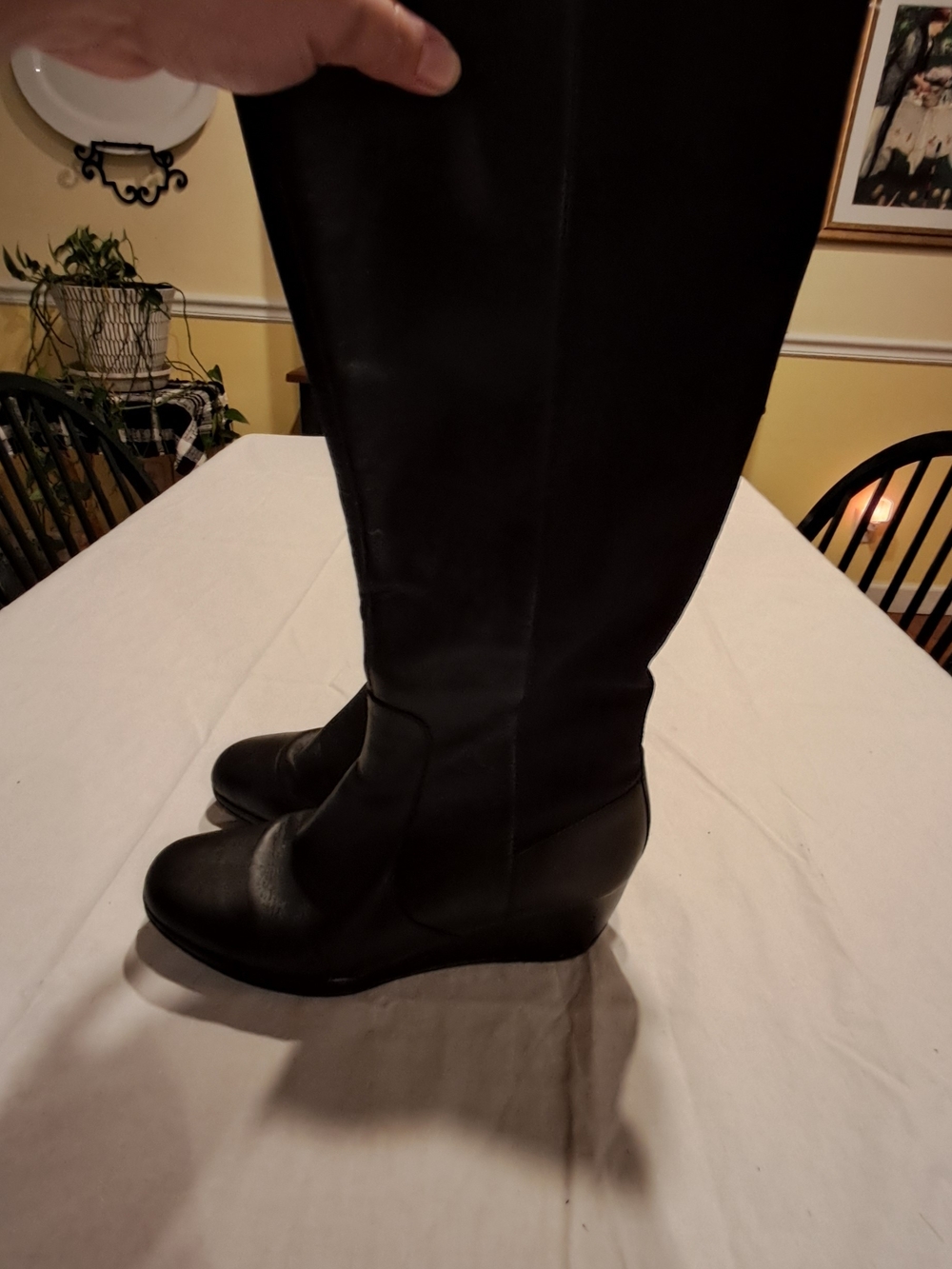 Clarks Women's Black Knee-High Wedge Boots Size 8M